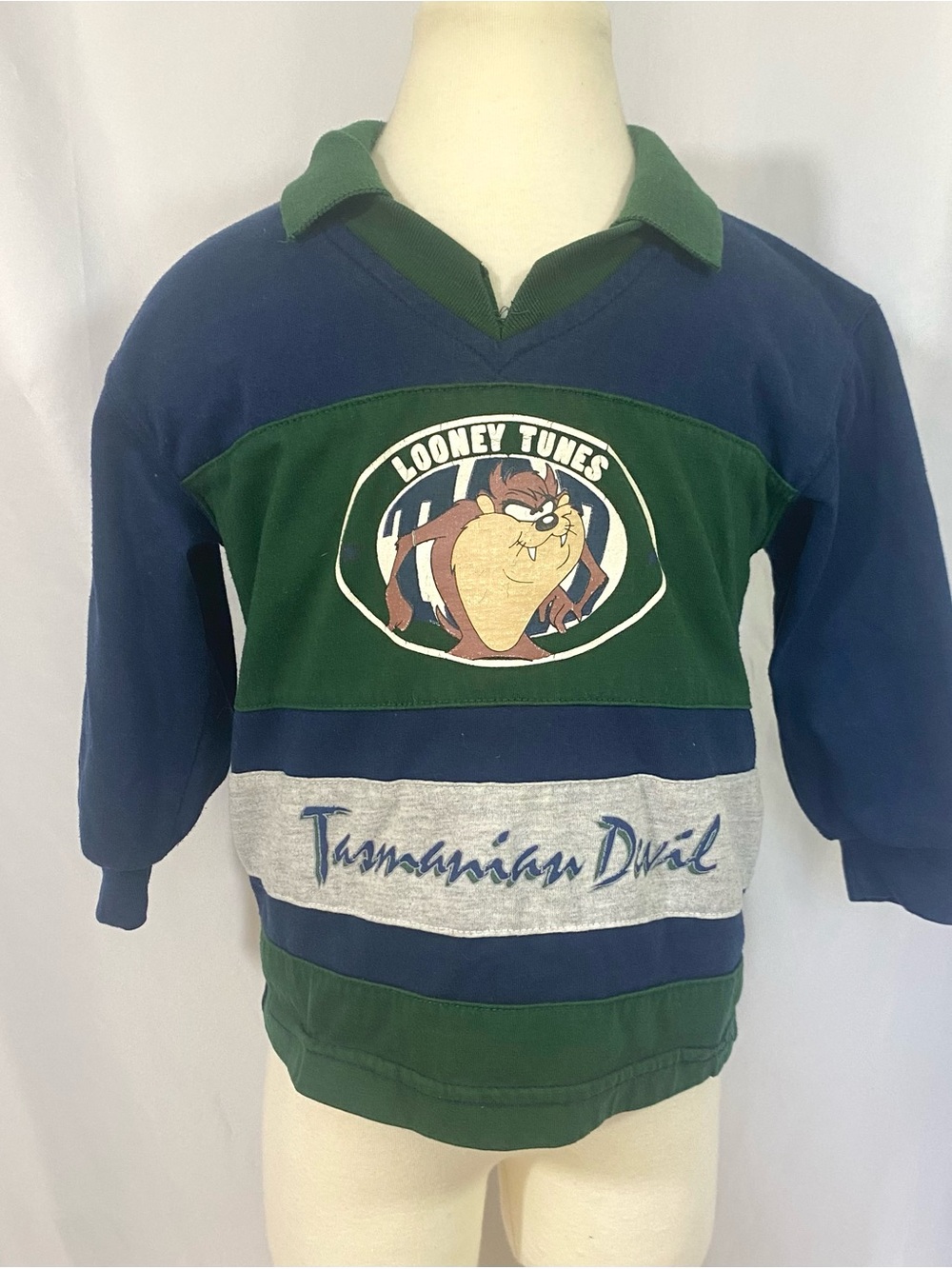 Vintage 90’s Looney Tunes Tasmanian Devil Long Sleeve Rugby Shirt 2T